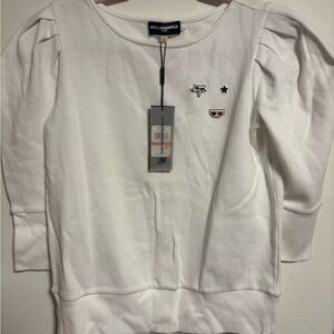 Karl Lagerfeld White Sweatshirt with Embroidered Details